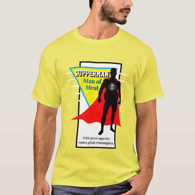 Lättare Novelty Graphic SUPPERMAN MAN OF MEAL T Shirt (Framsida)