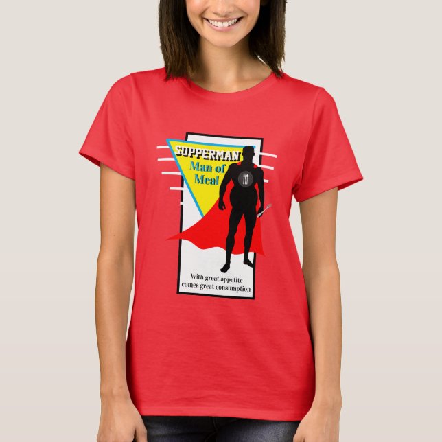 Lättare Novelty Graphic SUPPERMAN MAN OF MEAL T Shirt (Framsida)
