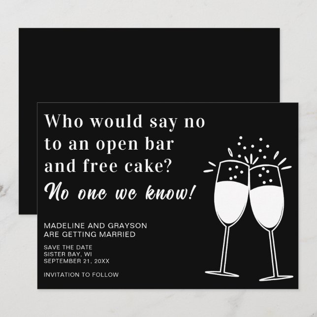 Lättare öppen Pub-fri kummel Bröllop spara datum Datumet (Fram/baksida)