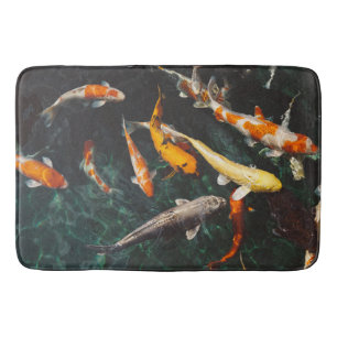 Lättare Orange och vit asiatisk koi fiskdamm Badrumsmatta