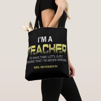 Lättare Personlig Gult Black Teacher Tote Bag Tygkasse