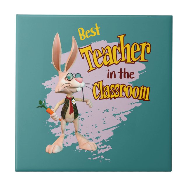 Lättare Rabbit Best Teacher i klassrummet Kakelplatta (Framsidan)
