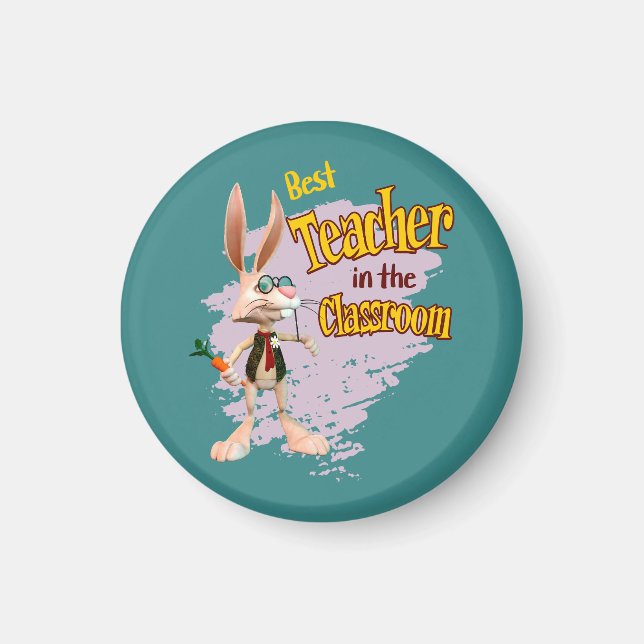 Lättare Rabbit Best Teacher i klassrummet Magnet (Framsidan)