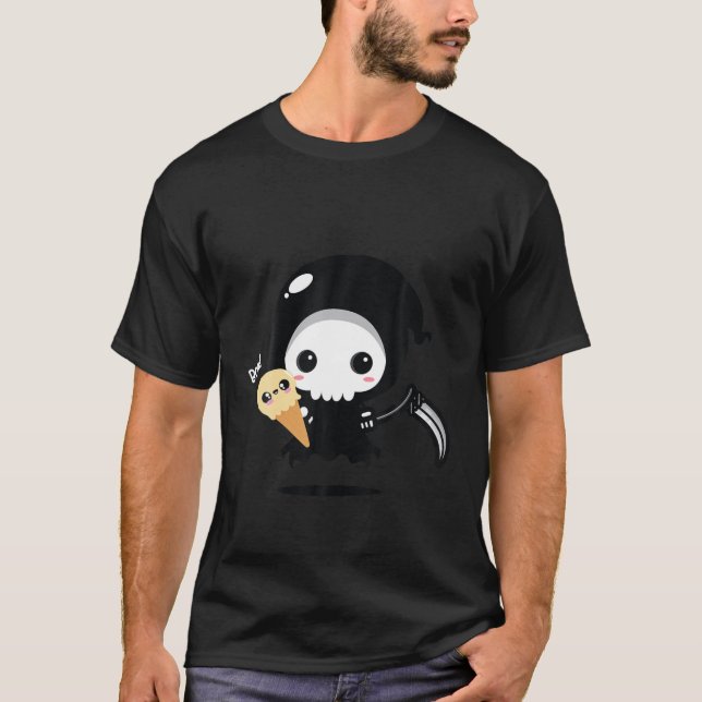 Lättare Reaper Scythe with Ice Cream Dessert Älska T Shirt (Framsida)