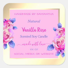 Lättare Rosa och Guld produktförpackningsetiketter Fyrkantigt Klistermärke