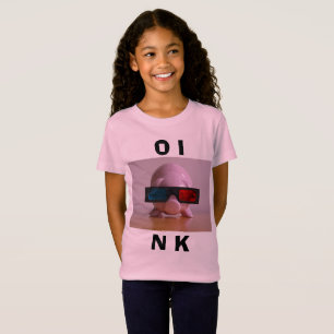 Lättare Rosa Piggy Bank in 3D Glasses T Shirt