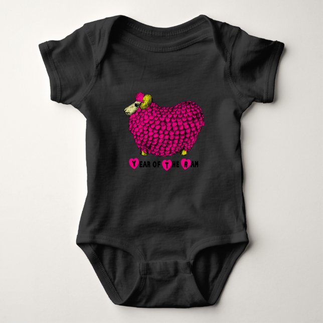 Lättare Rosa Ram Kinesisk nyårsZodiac Baby B T-shirt (Framsida)