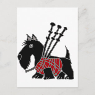 Lättare Scottish Terrier puppy hund som spelar Bag Vykort