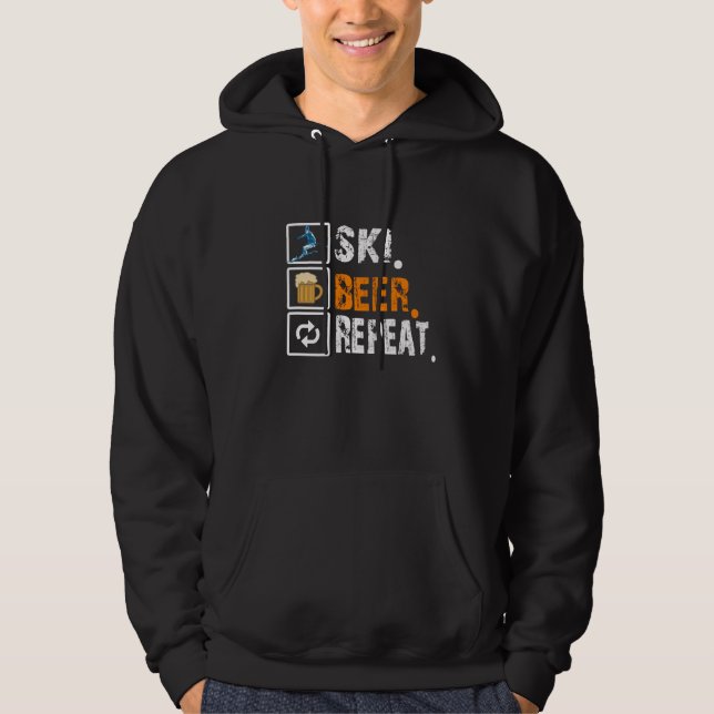 Lättare Ski Beer Repeat Skiing & Skiers Hoodie (Framsida)