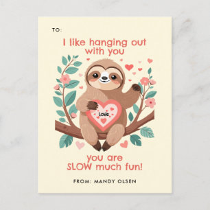 Lättare Sloth Pun Cute Animal Valentines Day Helg Vykort