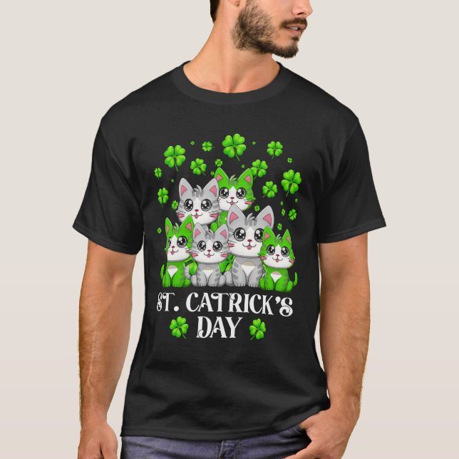 Lättare St patrick's day St Cat Tricks Day T Shirt (Framsida)