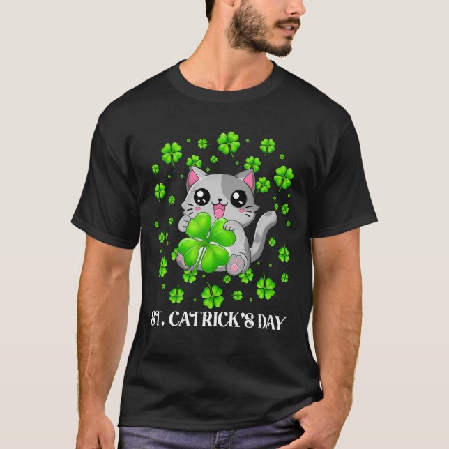 Lättare St patrick's day St Cat Tricks Day T Shirt (Framsida)