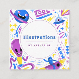 Lättare Stil Illustration-grafikdesigner i Tecknad Fyrkantigt Visitkort