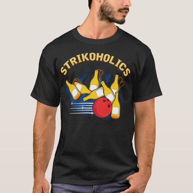 Lättare Strejka Expert Bowling Strikoholics Bowlar T Shirt (Framsida)