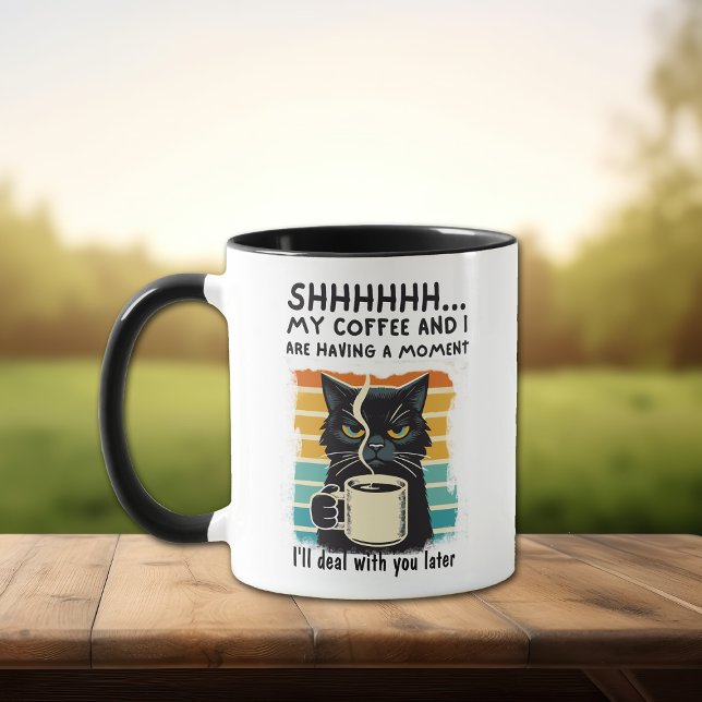 Lättare svart katt Sarkastic Coffee Moment Mugg (Skapare uppladdad)