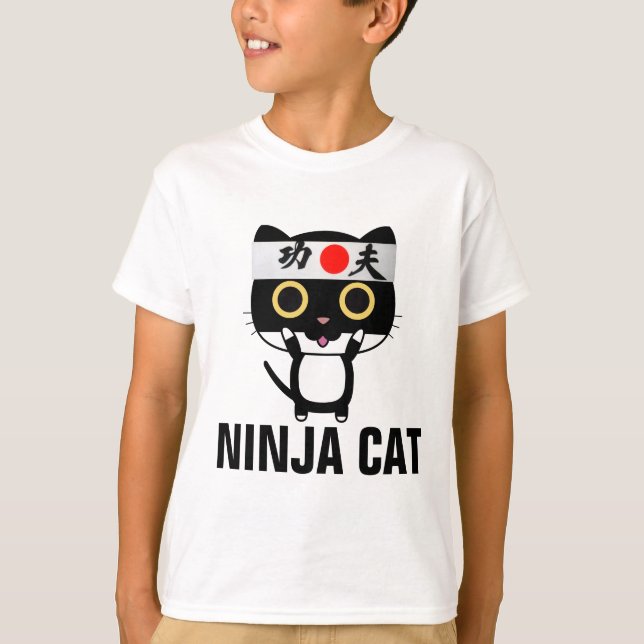 Lättare T-tröjor för pojkar NINJA CAT T-shirt (Framsida)