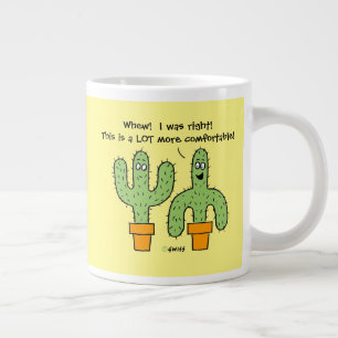Lättare Tecknad Cactus in Pot Bright Gult Sunshin Jumbo Mugg