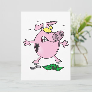 Lättare Tecknad Piggy Bank Inbjudningar
