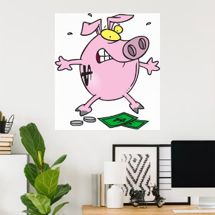 Lättare Tecknad Piggy Bank Poster