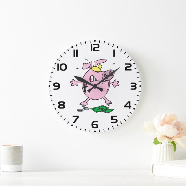 Lättare Tecknad Piggy Bank Stor Klocka (Skapare uppladdad)