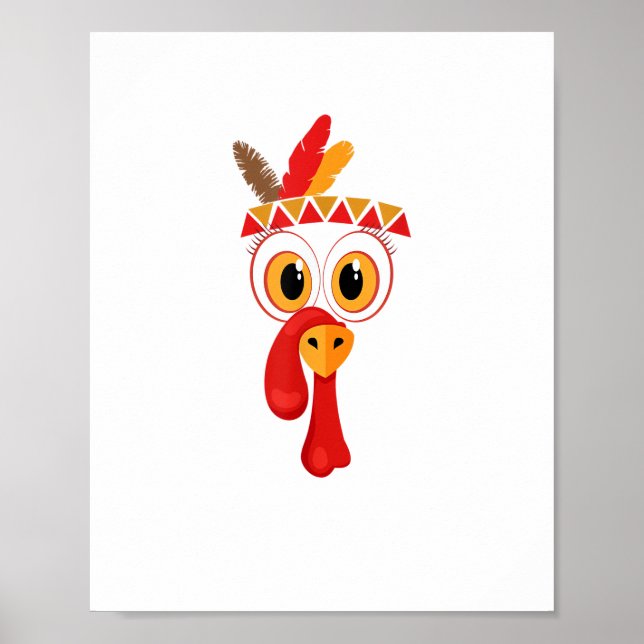 Lättare Thanksgiving Turkiet Ansikte indisk ludder Poster (Framsidan)
