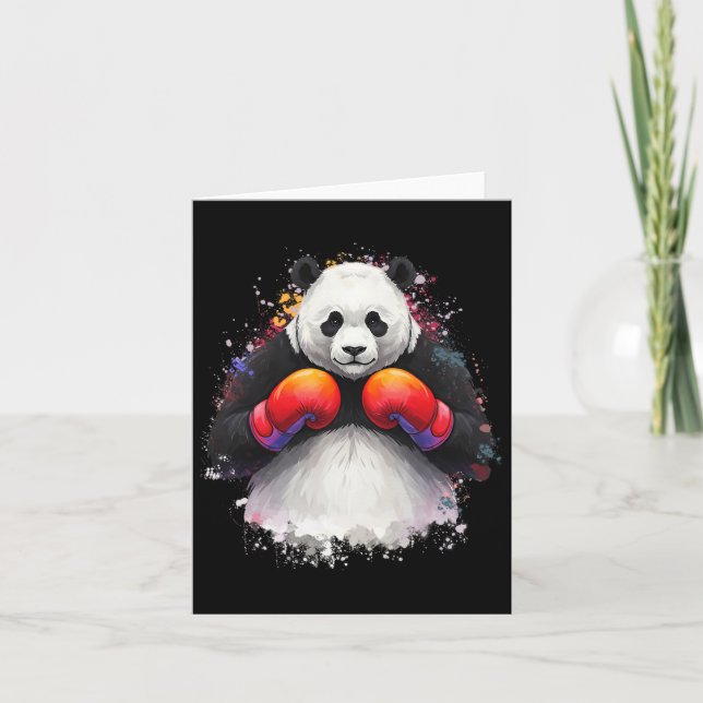 Lättare vattenfärgsruta Art Boxing Panda Boxer med Kort (Framsida)