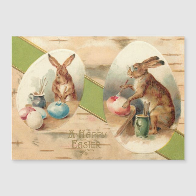 Lättare Vintage Bunnies målar Påskägg (Framsida)
