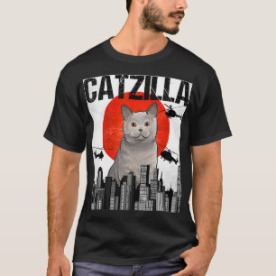 Lättare Vintage japansk Catzilla British Shorthair T Shirt