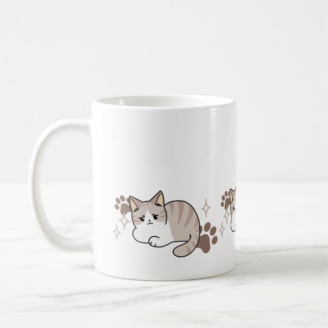 Lättaxade och lazy Vibes för Cat Lovers Design Kaffemugg (Vänster)