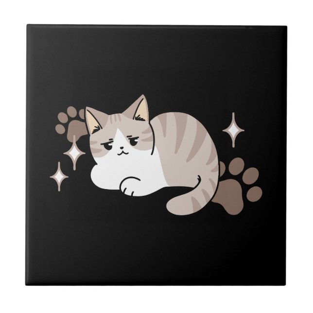 Lättaxade och lazy Vibes för Cat Lovers Design Kakelplatta (Framsidan)
