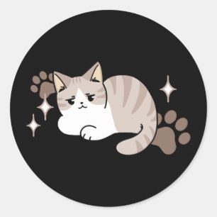 Lättaxade och lazy Vibes för Cat Lovers Design Runt Klistermärke