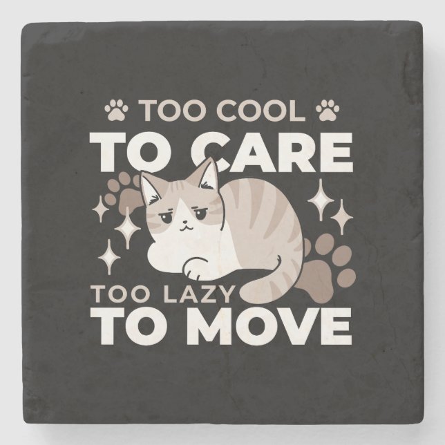 Lättaxade och lazy Vibes för Cat Lovers Design Stenunderlägg (Framsidan)
