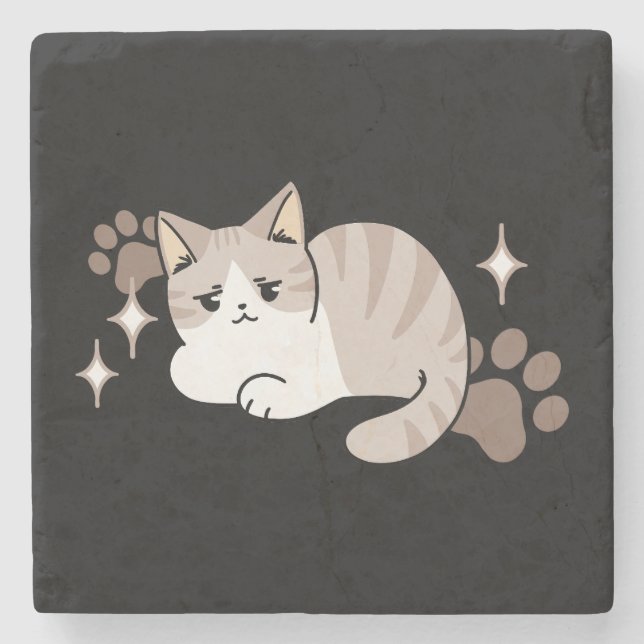 Lättaxade och lazy Vibes för Cat Lovers Design Stenunderlägg (Framsidan)