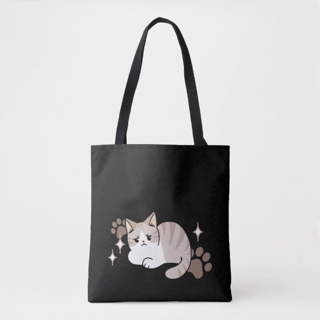 Lättaxade och lazy Vibes för Cat Lovers Design Tygkasse (Framsida)