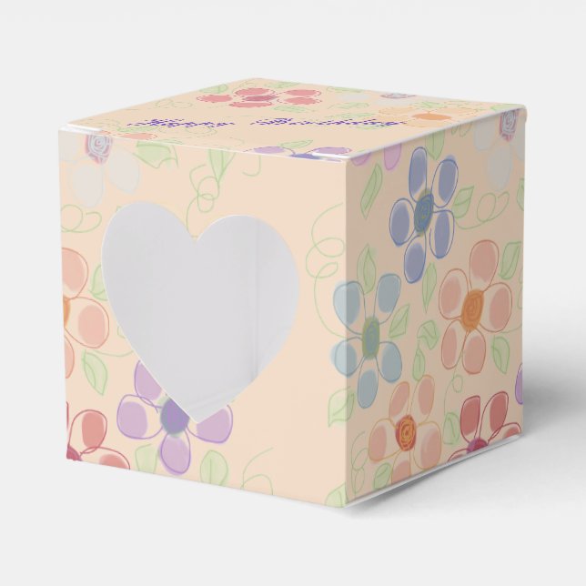 Lättblommat Pappert hjärta Presentaskar (Framsidan Sidan)