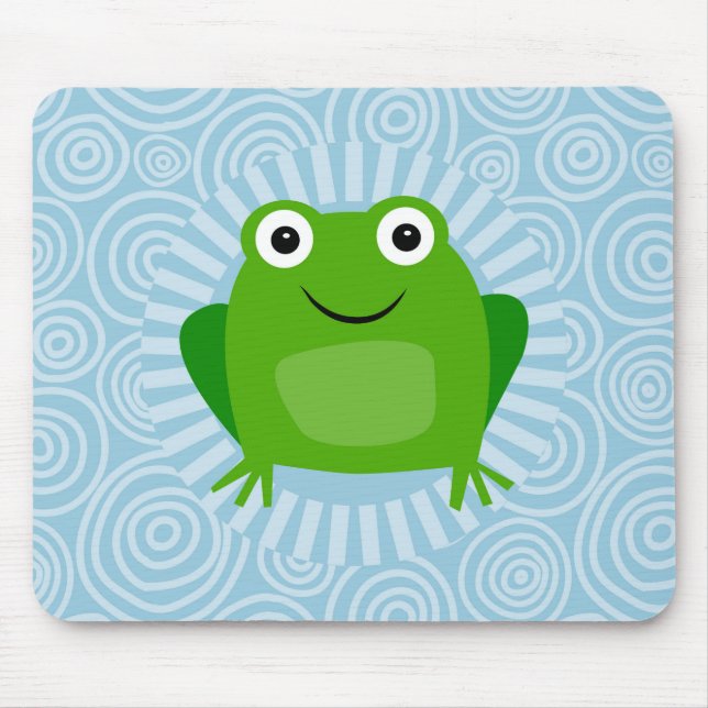 Lättblommig groda - Cute Froggy on Blue Musmatta (Framsidan)