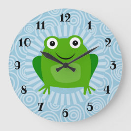 Lättblommig groda - Cute Froggy on Blue Stor Klocka