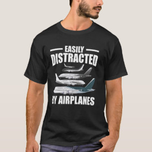 Lättdistraherat av flygplanen Pilot Flight Instru T Shirt