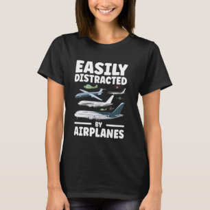 Lättdistraherat av flygplanen Pilot Flight Instru T Shirt