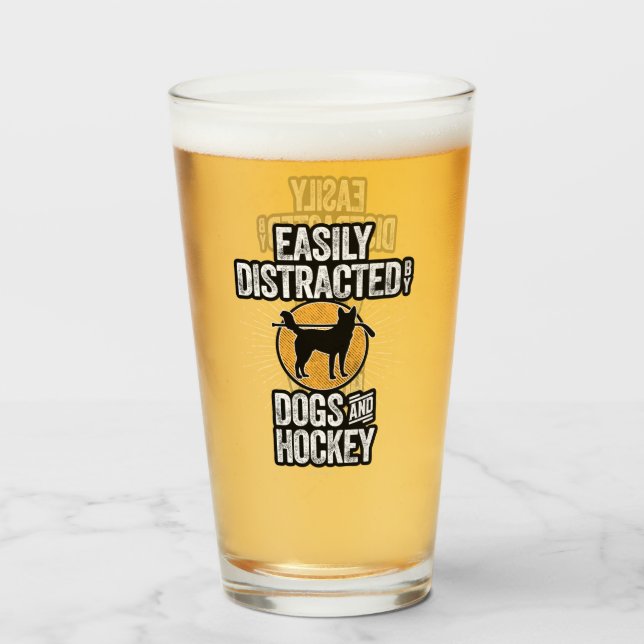 Lättdistraherat av Hundar och Hockey Glaskopp (Framsida fylld)
