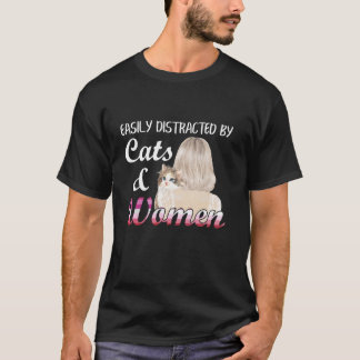 Lättdistraherat av katter och kvinnor i Lesbisk T Shirt