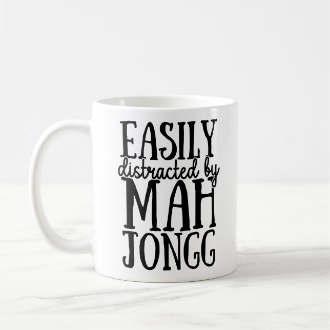 Lättdistraherat av Mah Jongg Funny Kaffemugg (Vänster)