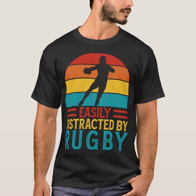 Lättdistraherat av Rugby - Lusnyj Rugby Player T Shirt (Framsida)