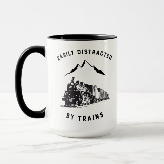 Lättdistraherat av Tåg Funny Railroad Mugg (Vänster)