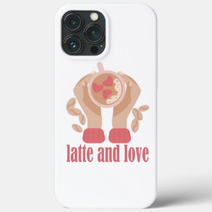 Latte and love cup, hands and coffee quote