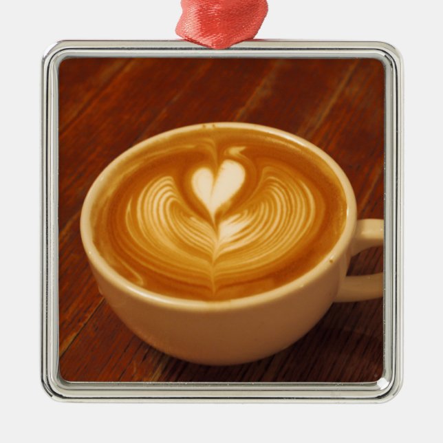 Latte Art Coffee Kärlek Julgransprydnad Metall (Framsidan)
