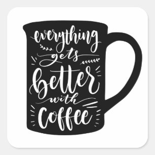 Latte Caffeine Addict Java, citat Fyrkantigt Klistermärke
