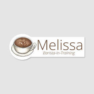 Latte Coffee Kopp Barista Cappuccino Espresso Drin Namnbricka