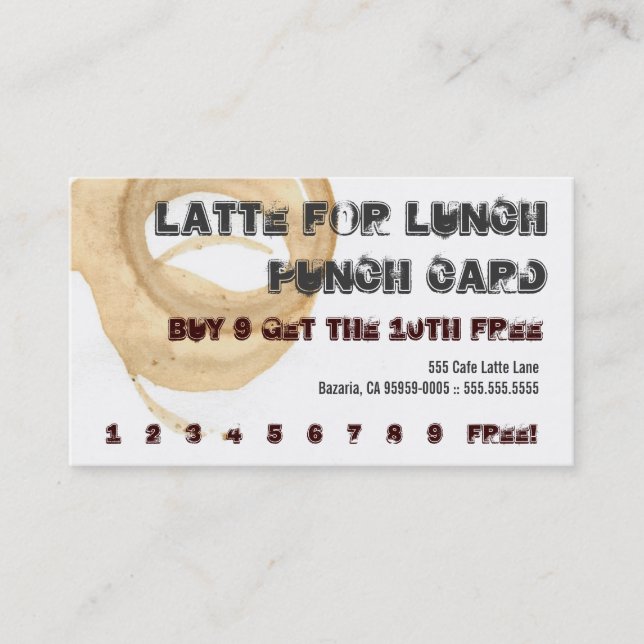 Latte för kort för stansmaskin för lunchkaffedrink (Framsida)