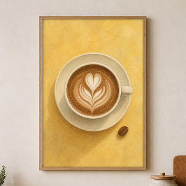 Latte Heart Watercolour Cottagecore Konstaffisch Poster